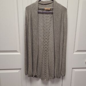 Belldini Light Brown Tan Open-Front Cable Knit Cardigan M